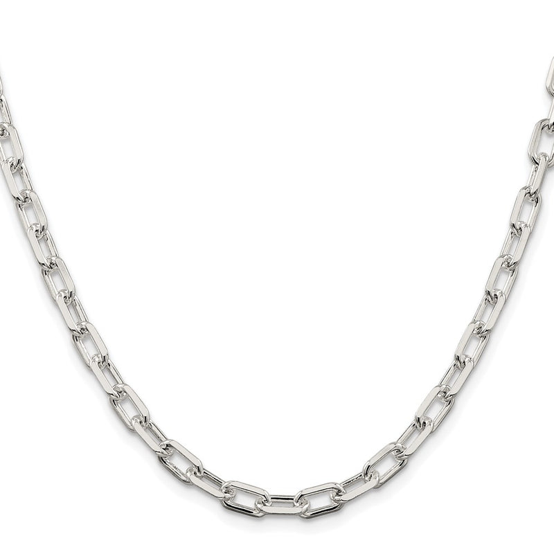 Sterling Silver Rhodium-Plated 5.75mm Diamond-Cut Long Link Cable Chain