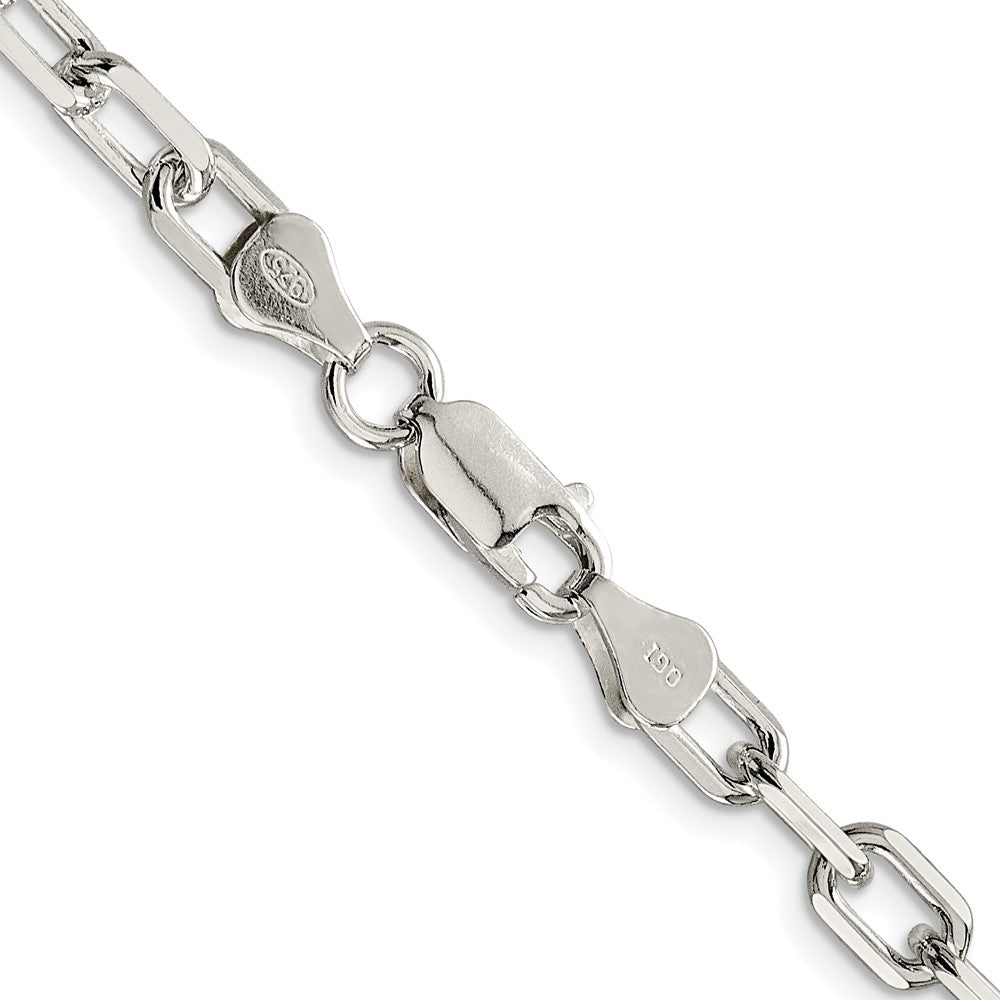 Sterling Silver Rhodium-Plated 5.75mm Diamond-Cut Long Link Cable Chain