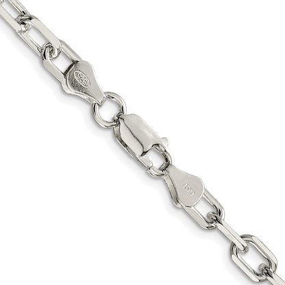 Sterling Silver Rhodium-Plated 5.75mm Diamond-Cut Long Link Cable Chain
