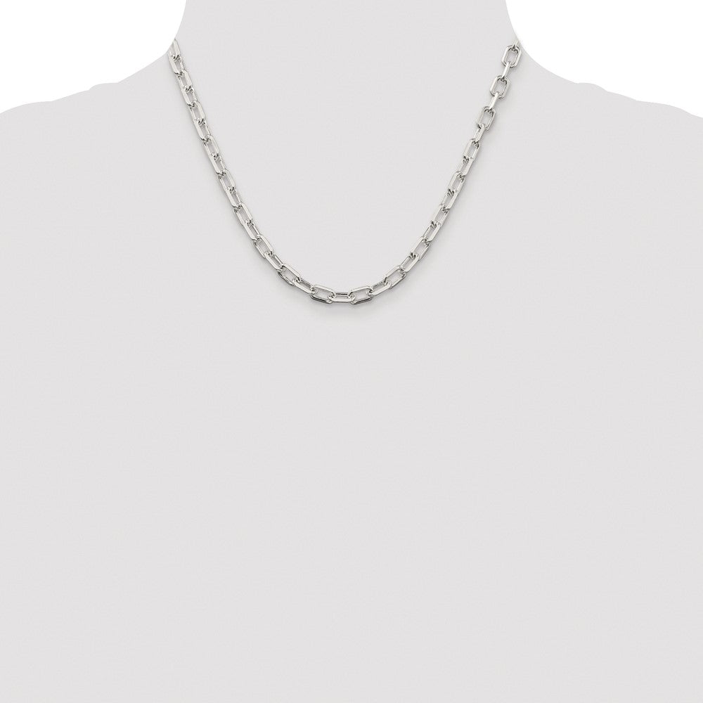 Sterling Silver Rhodium-Plated 5.75mm Diamond-Cut Long Link Cable Chain