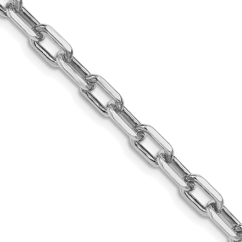 Sterling Silver Rhodium-Plated 5.75mm Diamond-Cut Long Link Cable Chain