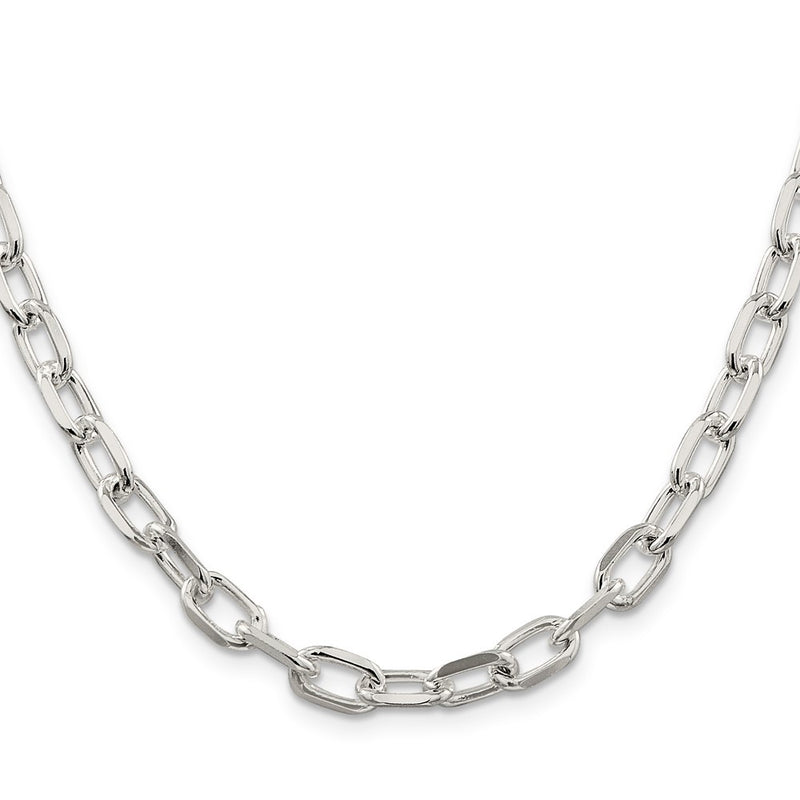 20 Inch Sterling Silver 6.65mm Diamond-Cut Long Link Cable Chain Necklace