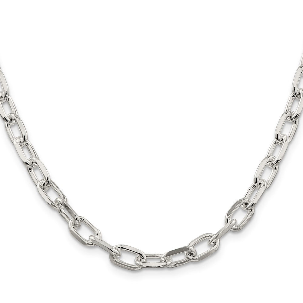 24 Inch Sterling Silver 6.65mm Diamond-Cut Long Link Cable Chain Necklace