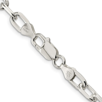 26 Inch Sterling Silver 6.65mm Diamond-Cut Long Link Cable Chain Necklace