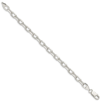 9 Inch Sterling Silver 6.65mm Diamond-Cut Long Link Cable Chain Bracelet