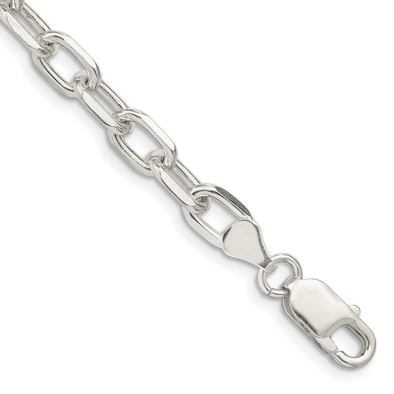 8 Inch Sterling Silver 6.65mm Diamond-Cut Long Link Cable Chain Bracelet