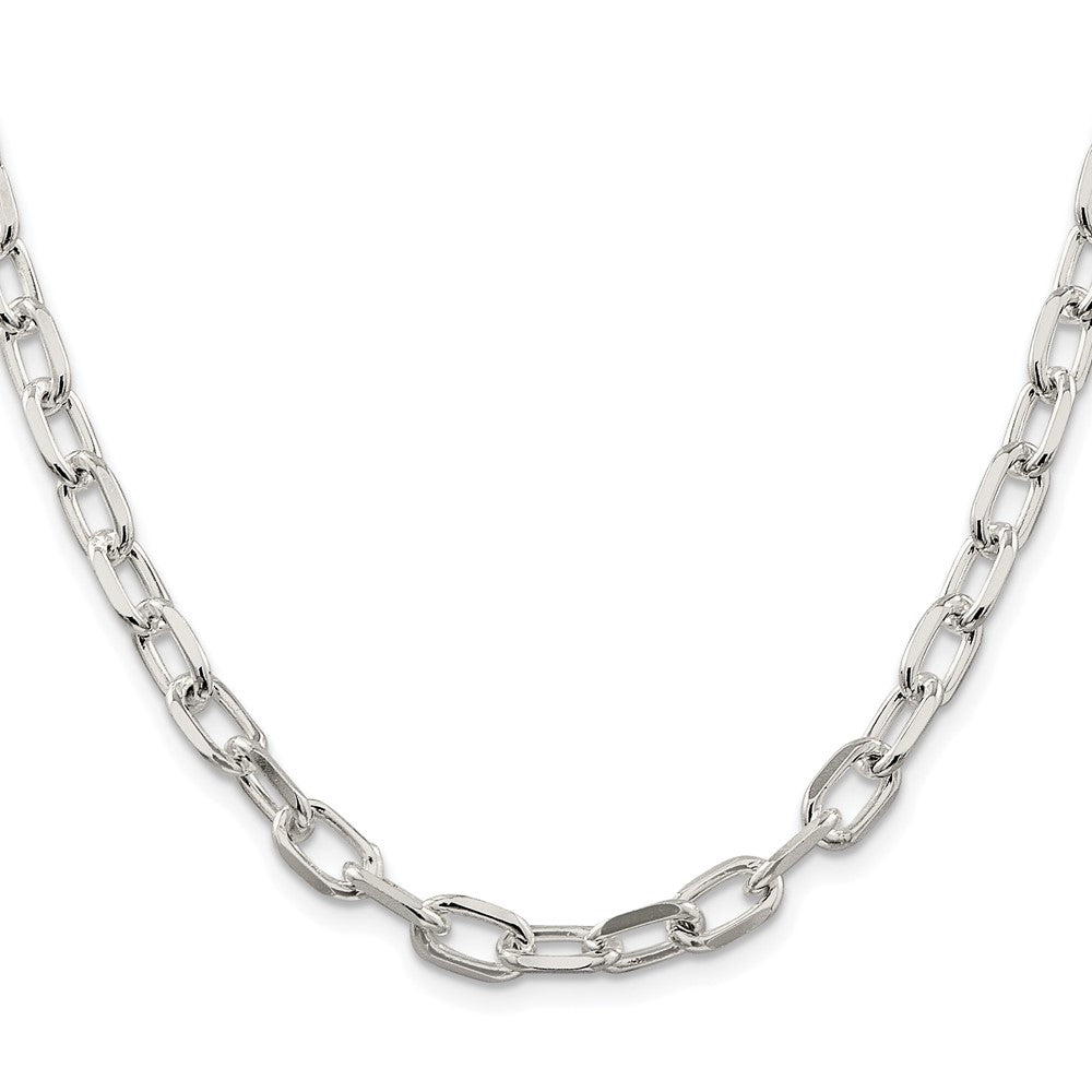 Sterling Silver Rhodium-Plated 6.65mm Diamond-Cut Long Link Cable Chain