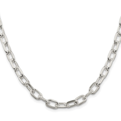 Sterling Silver Rhodium-Plated 6.65mm Diamond-Cut Long Link Cable Chain