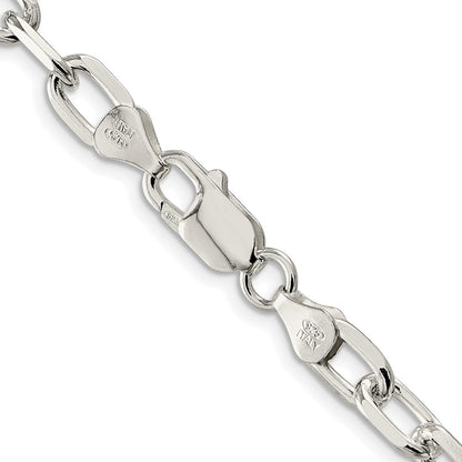 Sterling Silver Rhodium-Plated 6.65mm Diamond-Cut Long Link Cable Chain