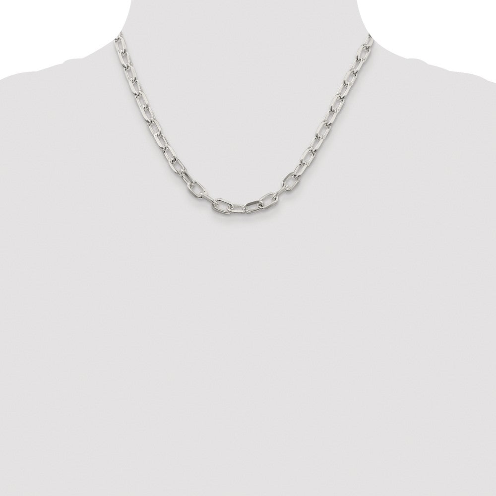 Sterling Silver Rhodium-Plated 6.65mm Diamond-Cut Long Link Cable Chain