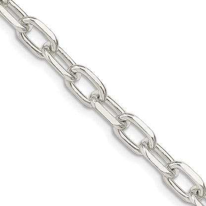 24 Inch Sterling Silver 6.65mm Diamond-Cut Long Link Cable Chain Necklace