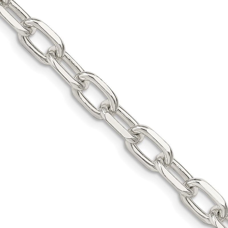 24 Inch Sterling Silver 6.65mm Diamond-Cut Long Link Cable Chain Necklace
