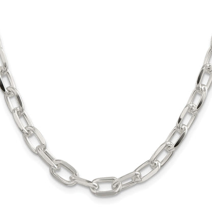 26 Inch Sterling Silver 7.5mm Diamond-Cut Long Link Cable Chain Necklace