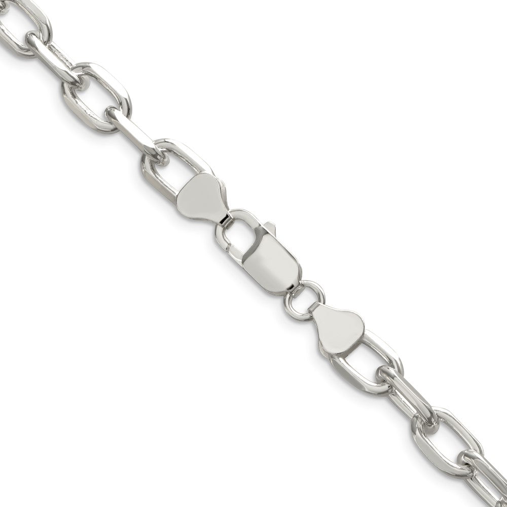 18 Inch Sterling Silver 7.5mm Diamond-Cut Long Link Cable Chain Necklace