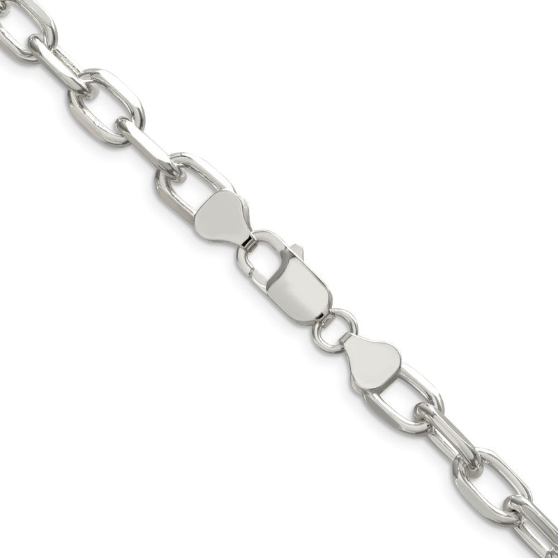 18 Inch Sterling Silver 7.5mm Diamond-Cut Long Link Cable Chain Necklace