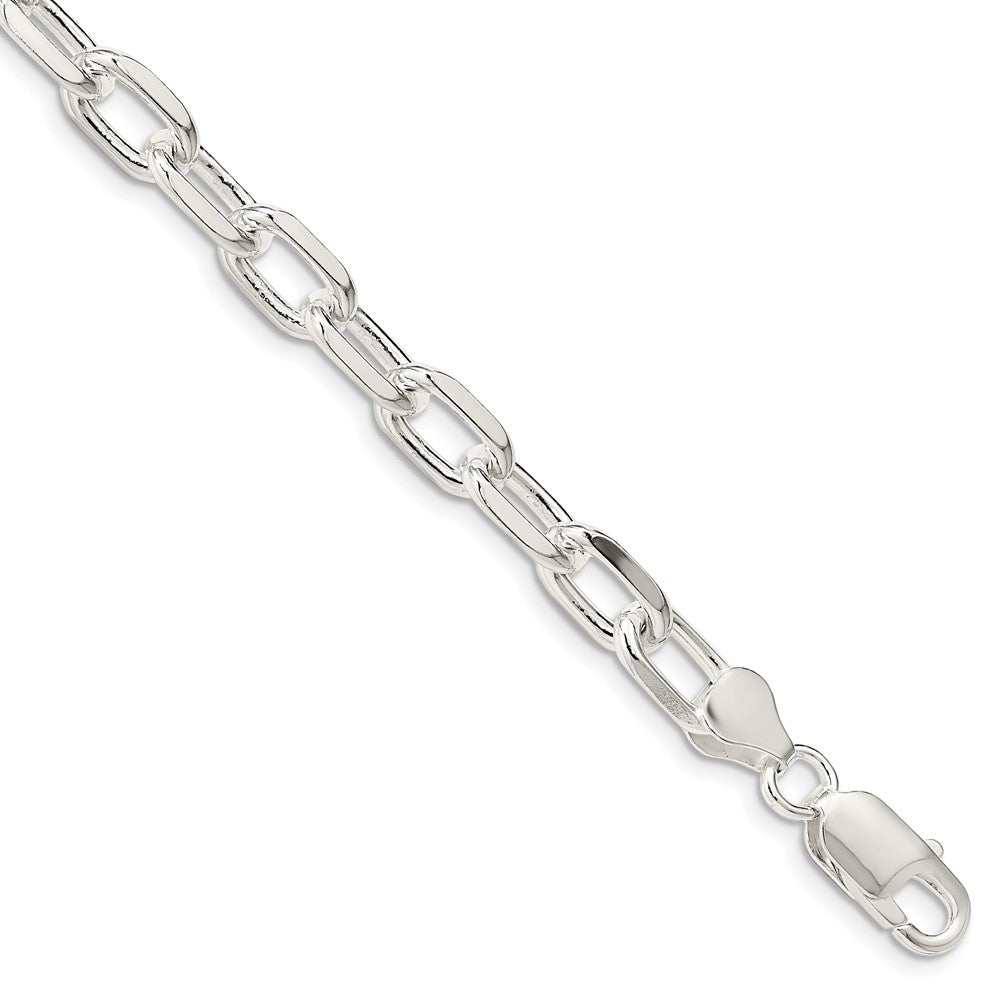 9 Inch Sterling Silver 7.5mm Diamond-Cut Long Link Cable Chain Bracelet