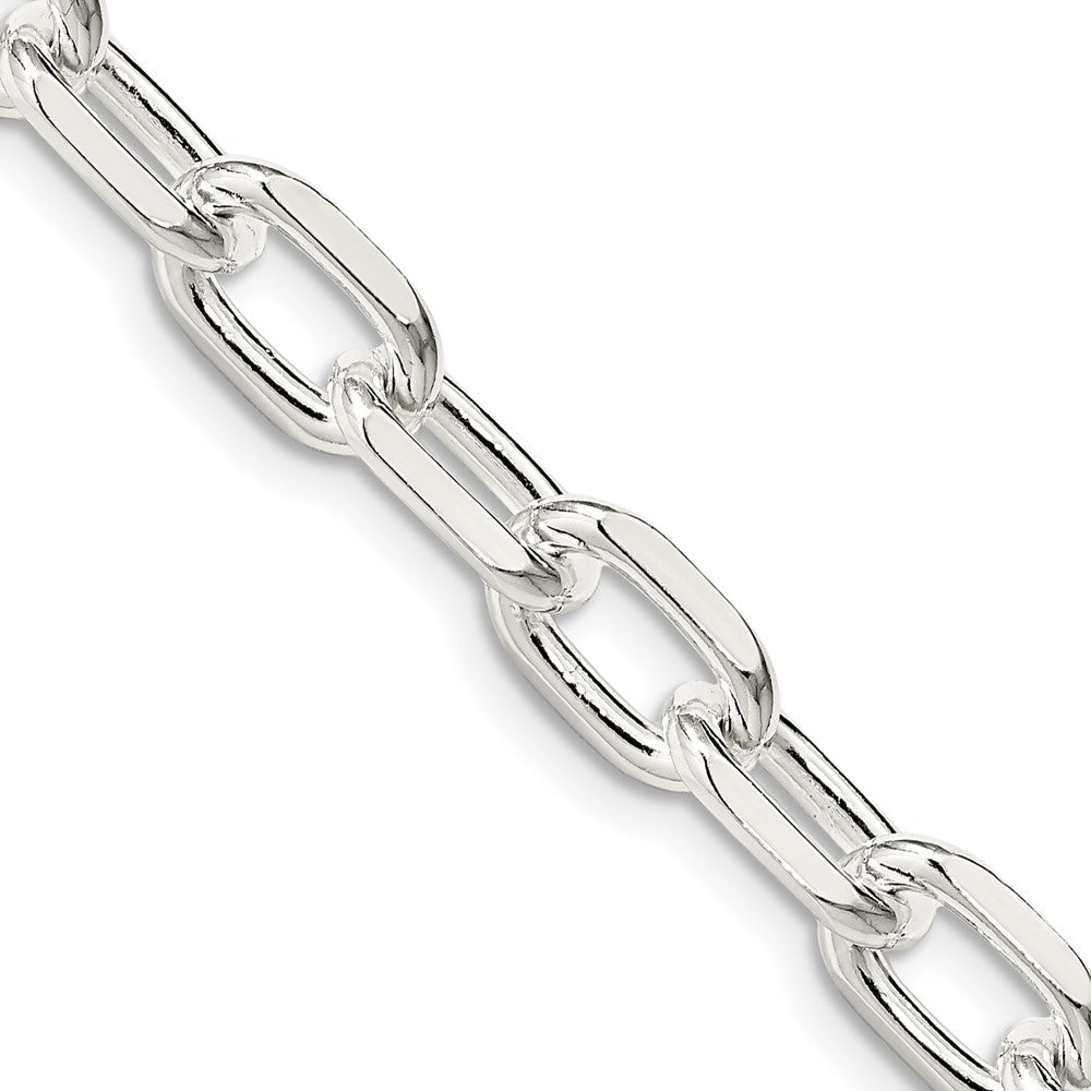 20 Inch Sterling Silver 7.5mm Diamond-Cut Long Link Cable Chain Necklace
