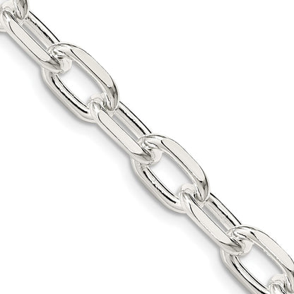 20 Inch Sterling Silver 7.5mm Diamond-Cut Long Link Cable Chain Necklace