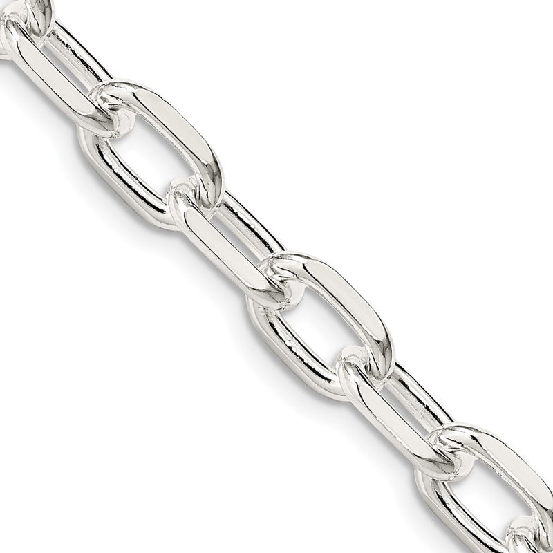 24 Inch Sterling Silver 7.5mm Diamond-Cut Long Link Cable Chain Necklace