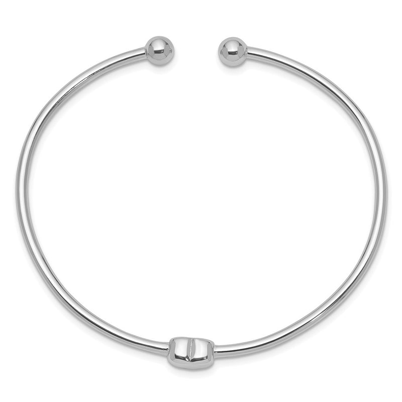 Sterling Silver Rhodium-Plated Heart Cuff Bangle