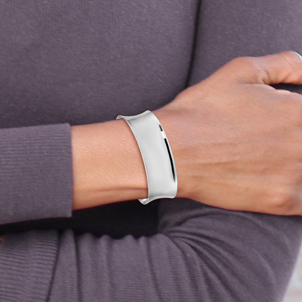 Sterling Silver Rhodium-Plated Polished 20mm Cuff Bangle