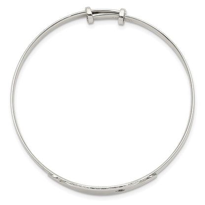 Sterling Silver Polished Cz Id Adjustable Baby Bangle Bracelet