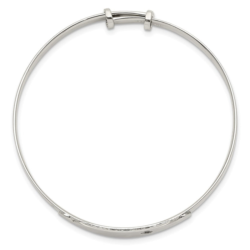Sterling Silver Polished Cz Id Adjustable Baby Bangle Bracelet