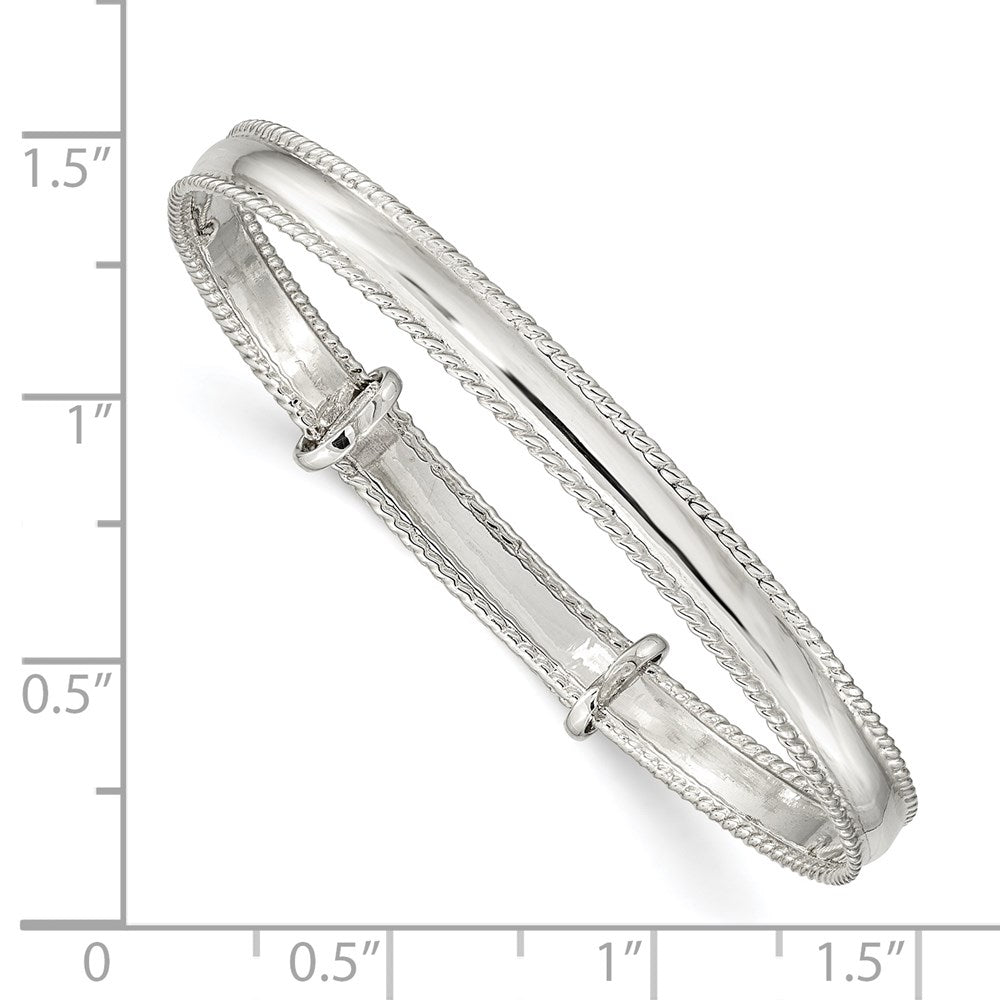 Sterling Silver Polished Milgrain 4.75mm Adjustable Children'S Bangle