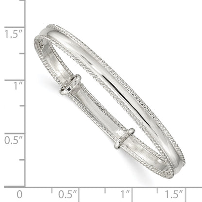 Sterling Silver Polished Milgrain 4.75mm Adjustable Children'S Bangle