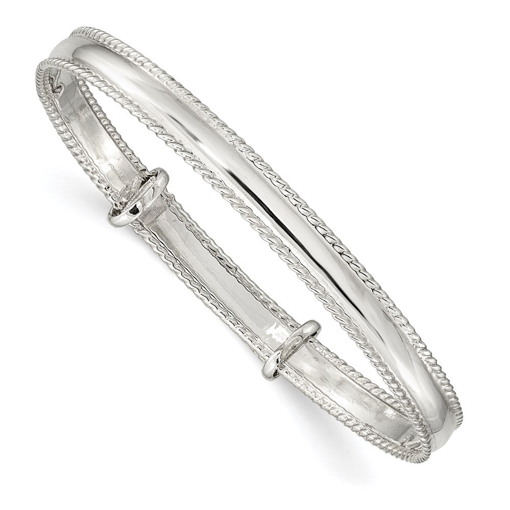 Sterling Silver Polished Milgrain 4.75mm Adjustable Children'S Bangle