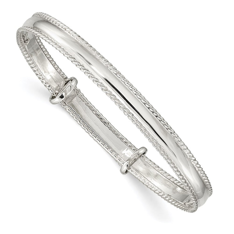 Sterling Silver Polished Milgrain 4.75mm Adjustable Children'S Bangle