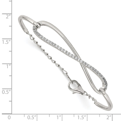 7 Inch Sterling Shimmer Silver Rhodium-Plated 33 Stone Cz Infinity Symbol Bracelet