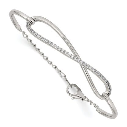 7 Inch Sterling Shimmer Silver Rhodium-Plated 33 Stone Cz Infinity Symbol Bracelet