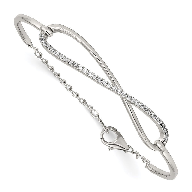 7 Inch Sterling Shimmer Silver Rhodium-Plated 33 Stone Cz Infinity Symbol Bracelet