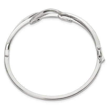 Sterling Silver Shimmer Rhodium-Plated 83 Stone Cz Hinged Bangle Bracelet