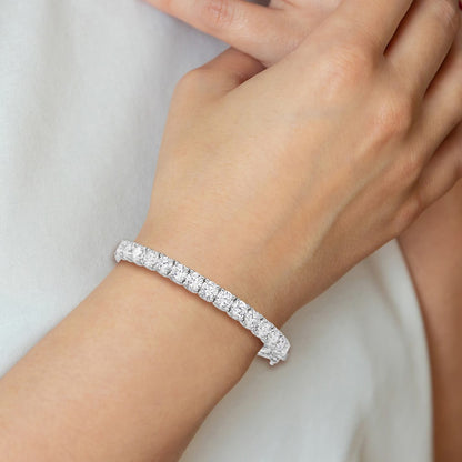 Sterling Silver Shimmer Rhodium-Plated 15 Stone Cz Hinged Bangle Bracelet