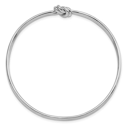Sterling Silver Rhodium-Plated Polished Knot Slip On Bangle