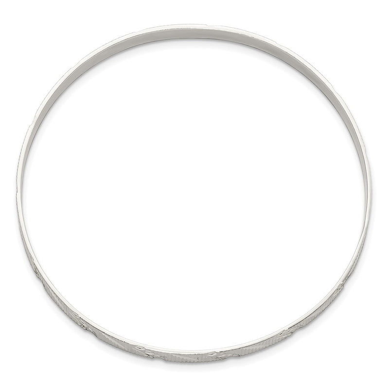 Sterling Silver 5mm Diamond Cut Slip-On Bangle