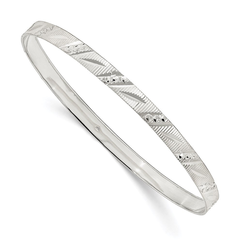 Sterling Silver 5mm Diamond Cut Slip-On Bangle