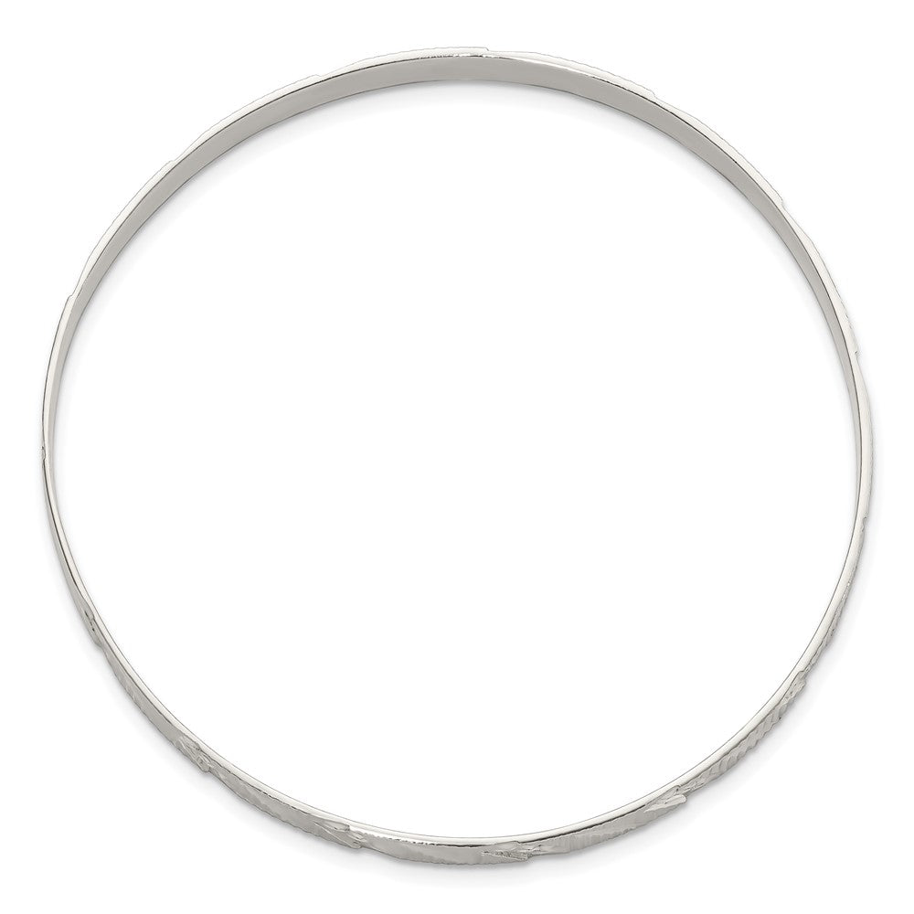 Sterling Silver 5mm Diamond Cut Slip-On Bangle
