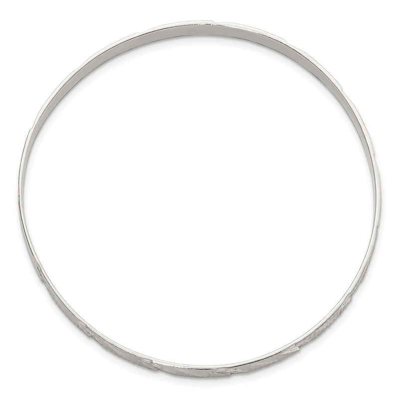 Sterling Silver 5mm Diamond Cut Slip-On Bangle