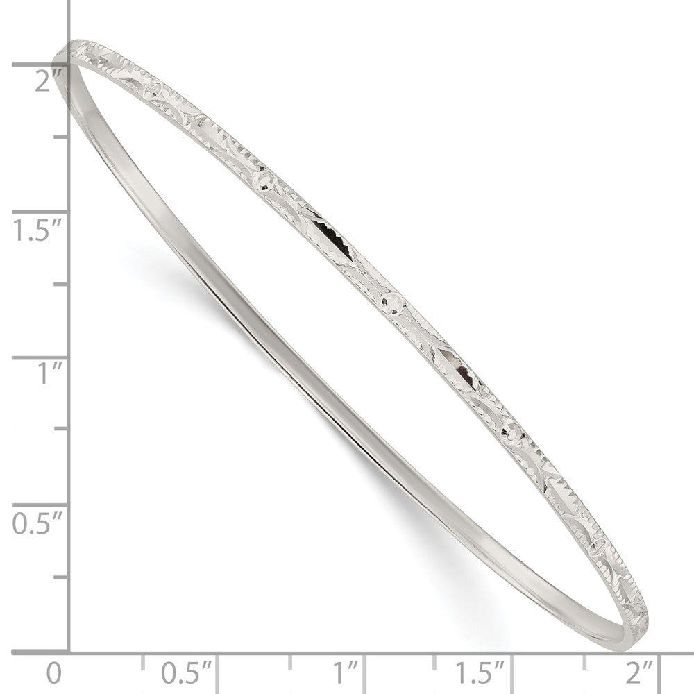 Sterling Silver Diamond Cut Slip-On Bangle