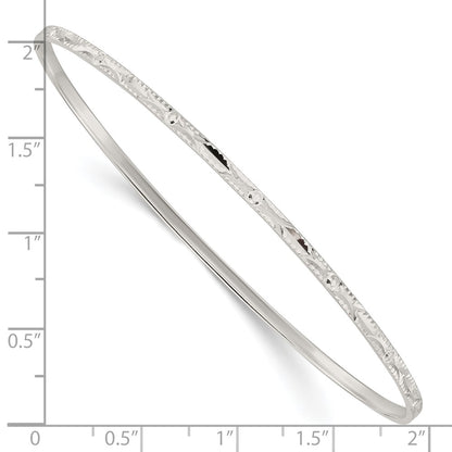 Sterling Silver Diamond Cut Slip-On Bangle