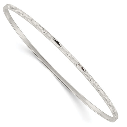 Sterling Silver Diamond Cut Slip-On Bangle
