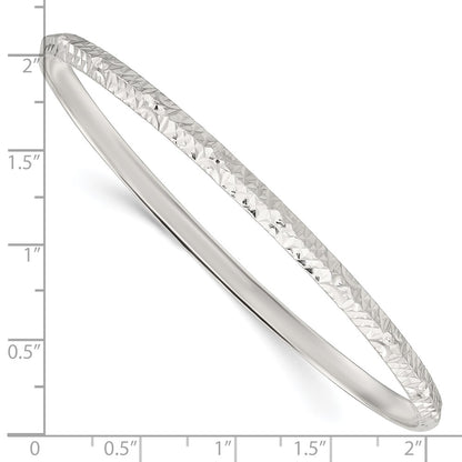 Sterling Silver Diamond Cut Slip-On Bangle