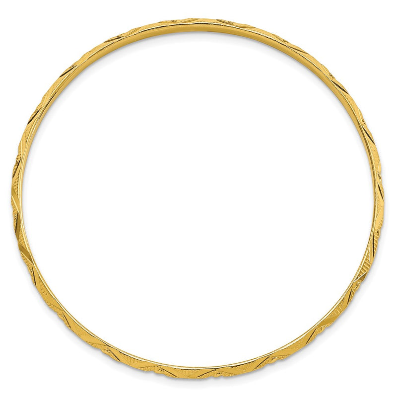 Ss/Gold Plated Sterling Silver Gold-Tone Diamond Cut Slip-On Bangle