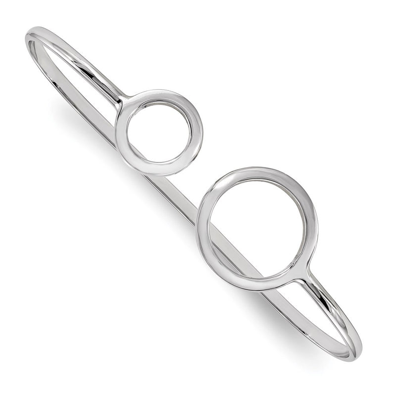 Sterling Silver Rhodium-Plated Polished Circles Palm Bangle