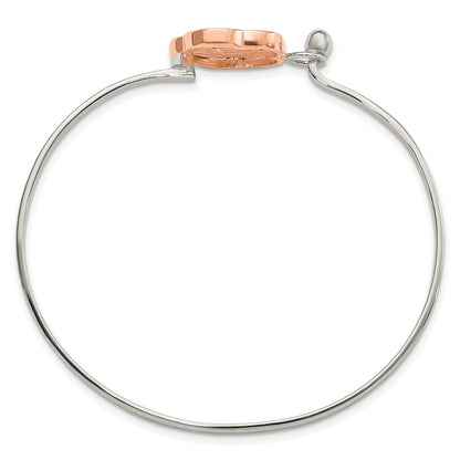 Sterling Silver Rose-Tone Polished Flower Bangle