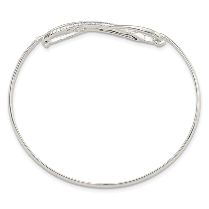 Sterling Silver Infinity W/Feather Bangle Bracelet