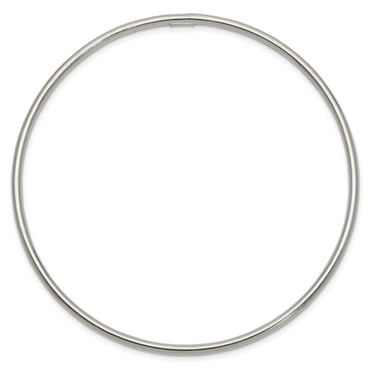 Sterling Silver Rhodium-Plated 2mm Slip-On Bangle Bracelet